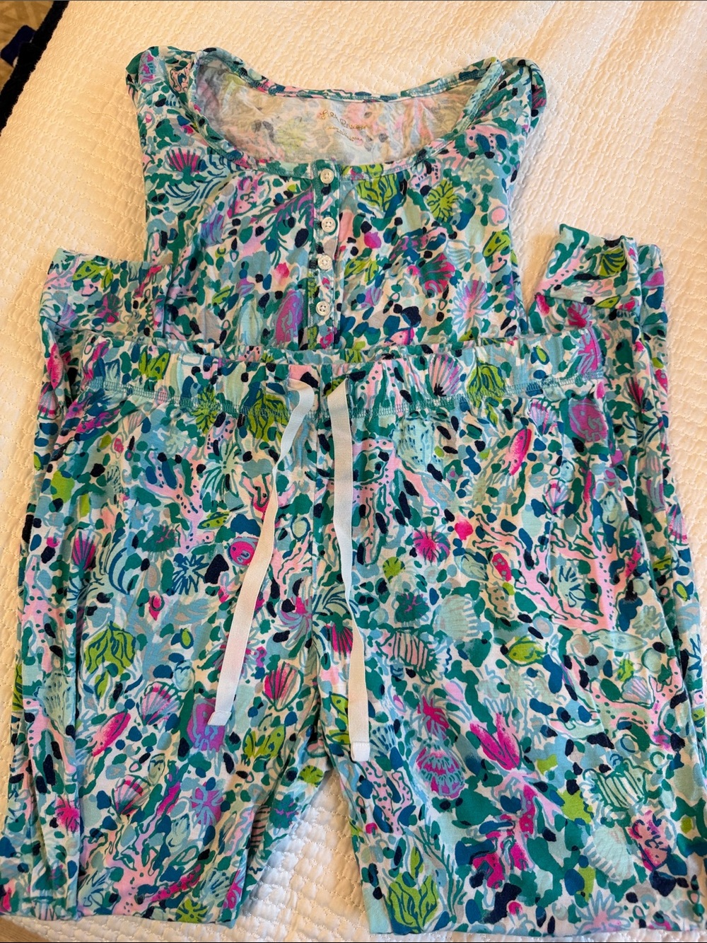 Lilly Pulitzer Pajama Set - Teal Pink Multi Floral